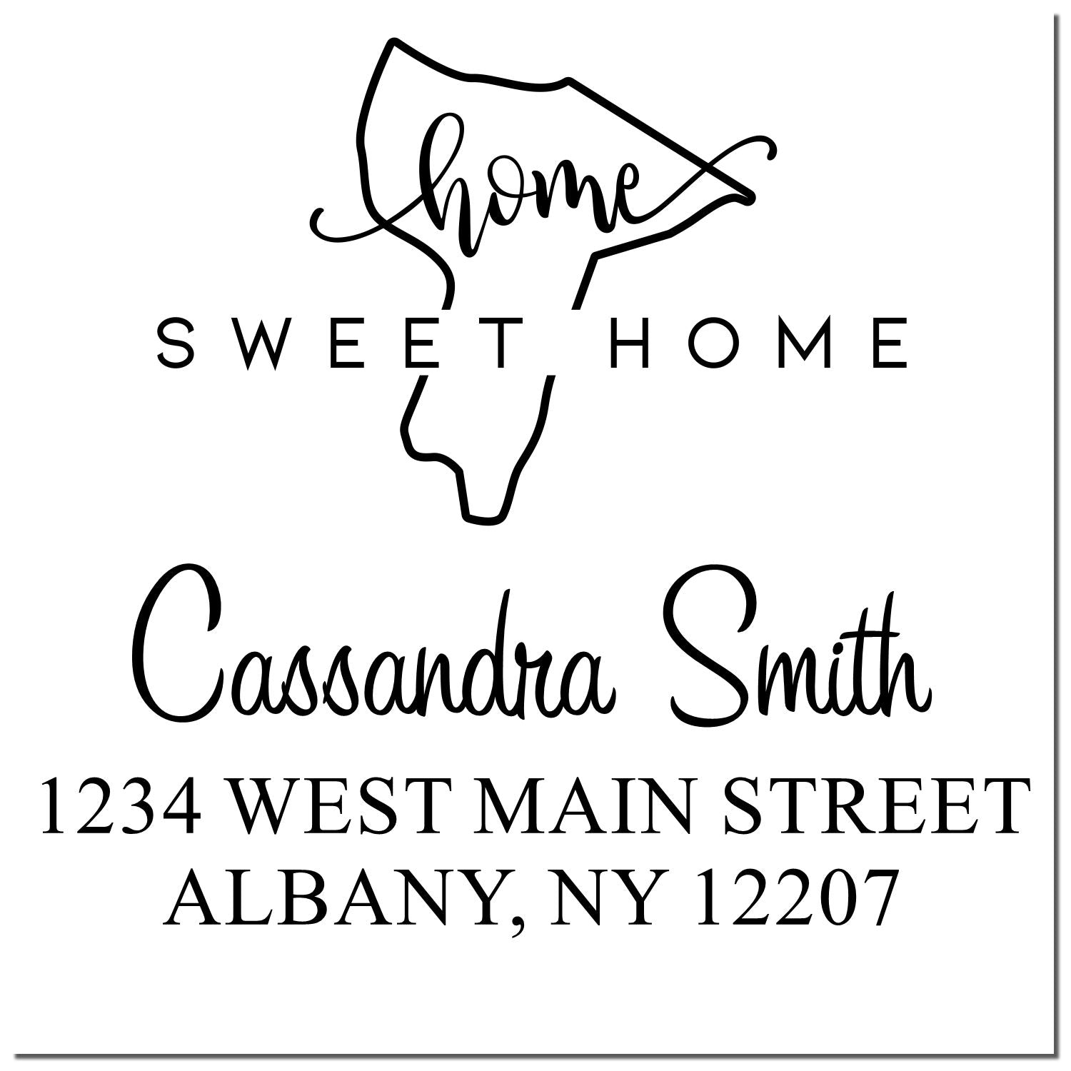 Wood Handle Home Sweet Home New York Personalized New Address Stamper