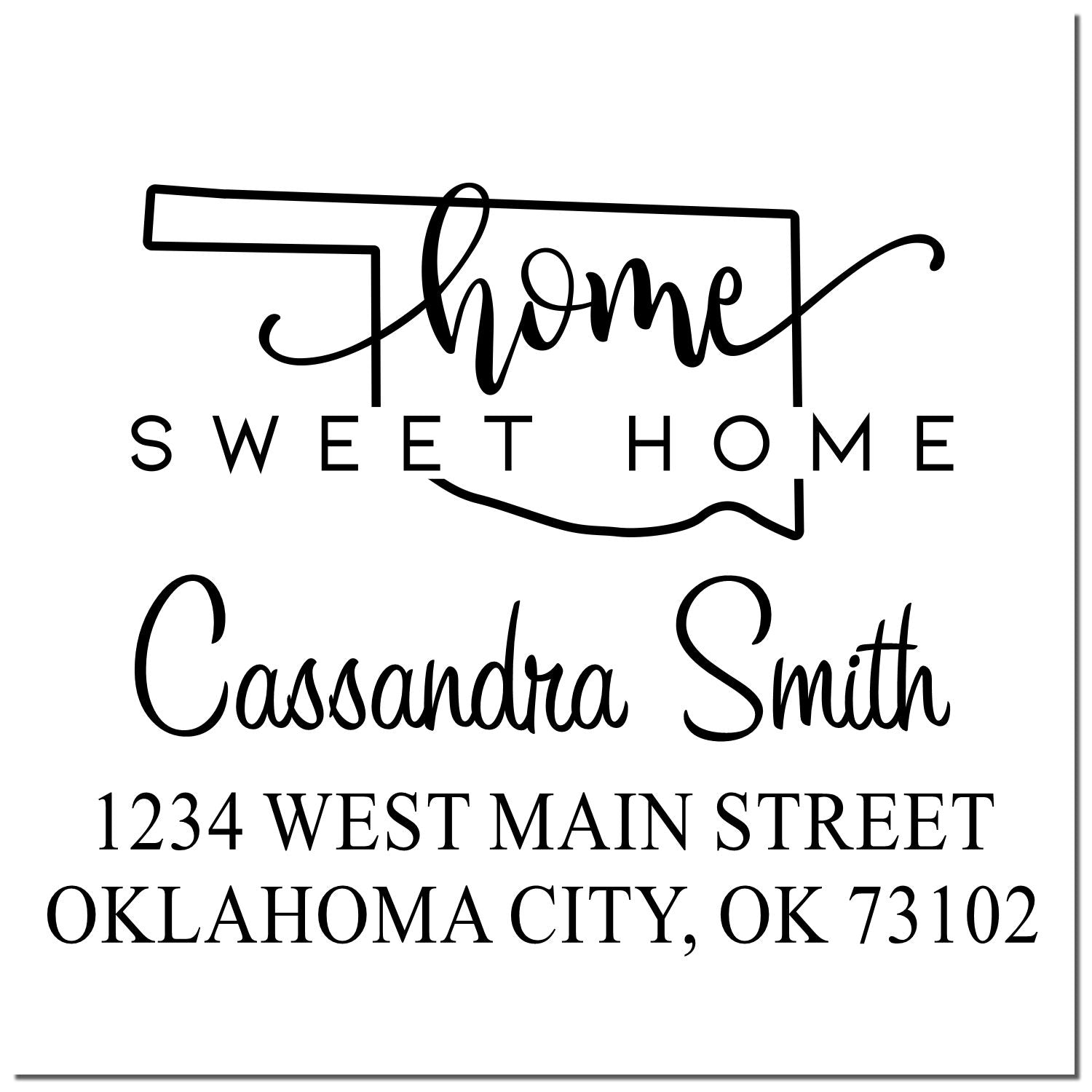 Wood Handle Home Sweet Home Oklahoma Personalized Home Address for Envelopes Rubber Stamp