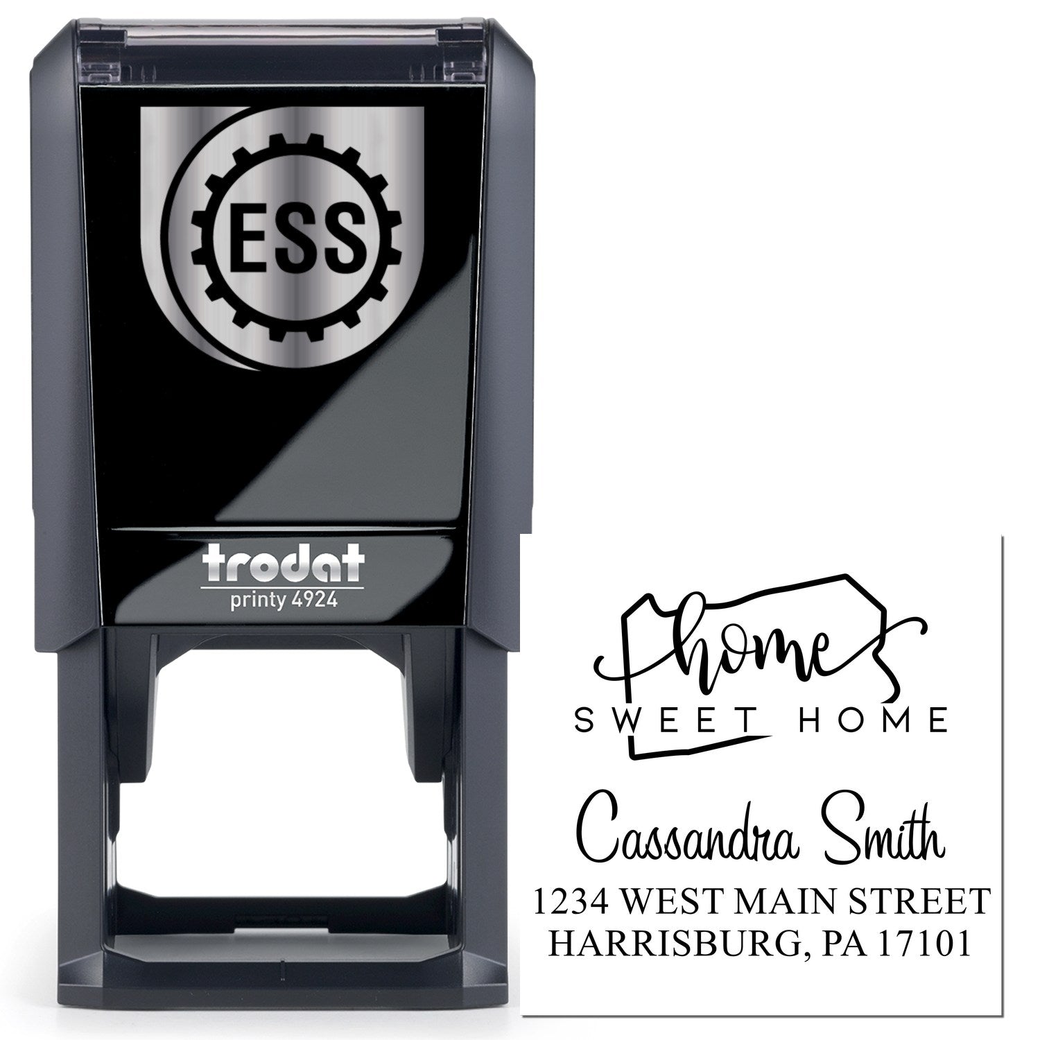 Self-Inking Home Sweet Home Pennsylvania Custom Name and Address Stamp