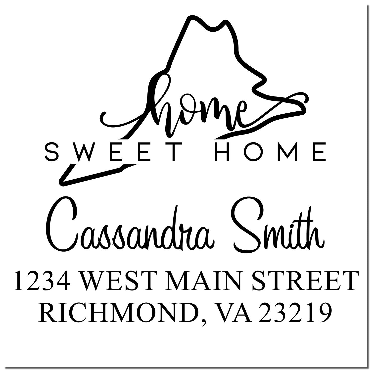 Self-Inking Home Sweet Home Virginia Custom Mail Rubber Stamp