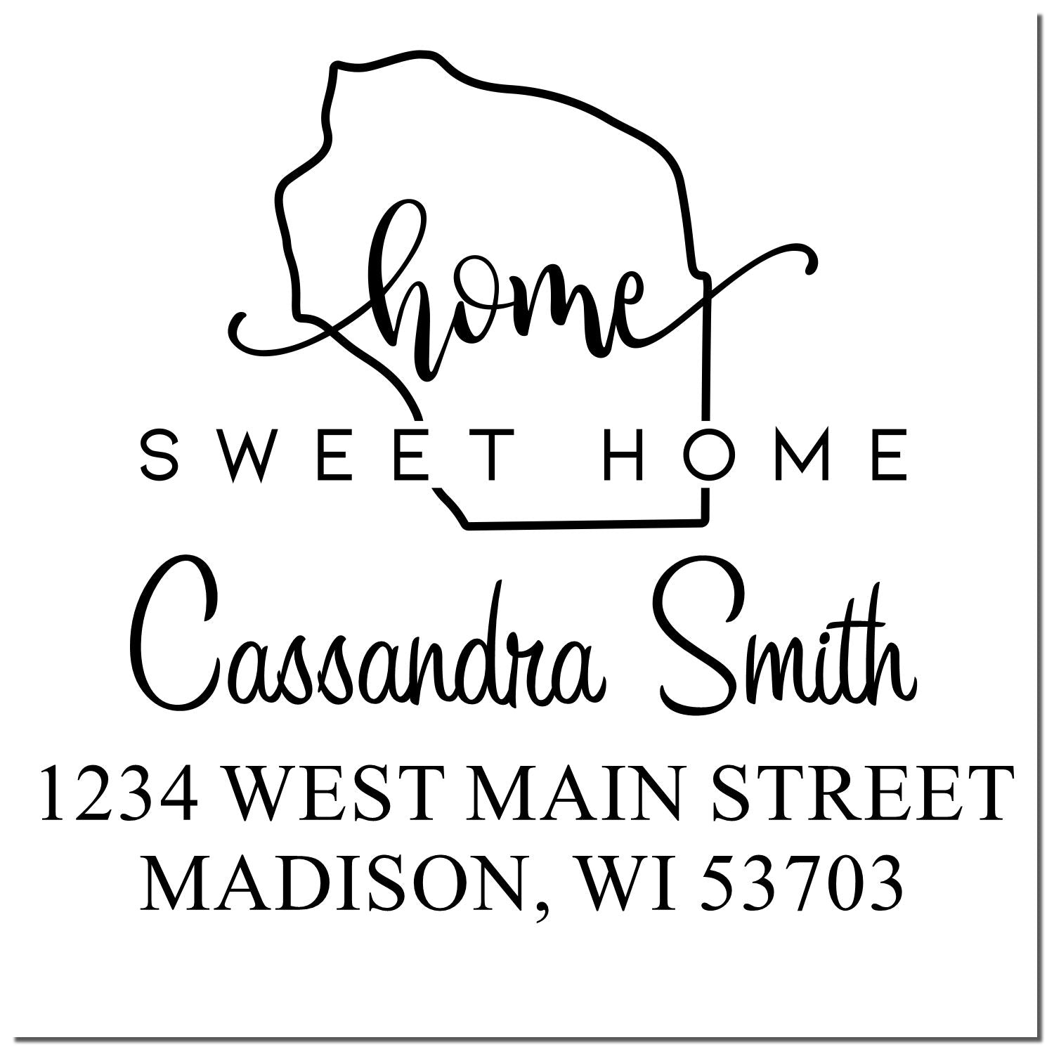 Wood Handle Home Sweet Home Wisconsin Custom Mailing Stamp