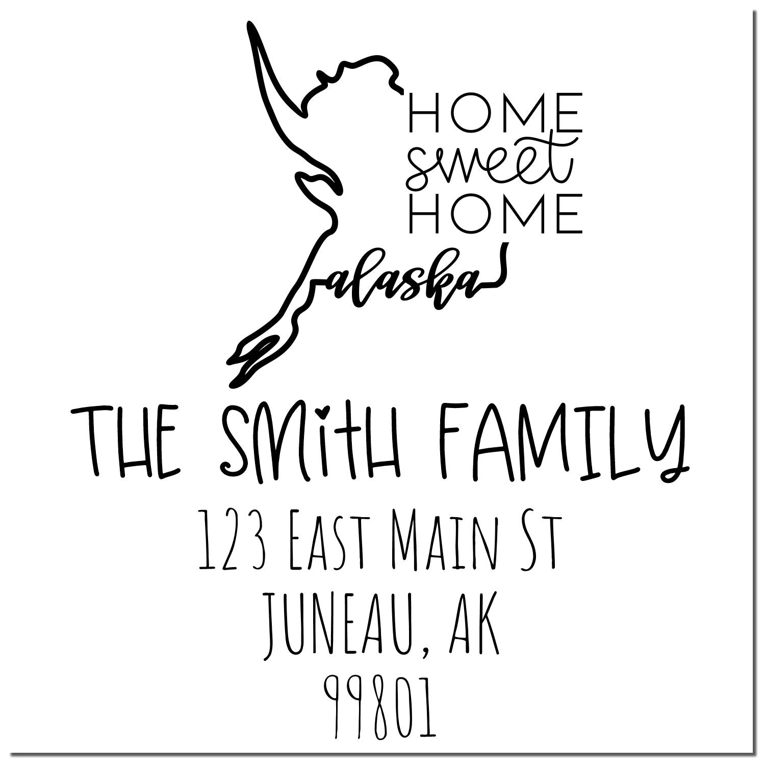 PSI Pre-Inked Alaska Home Sweet Home Custom Mail Address Rubber Stamp