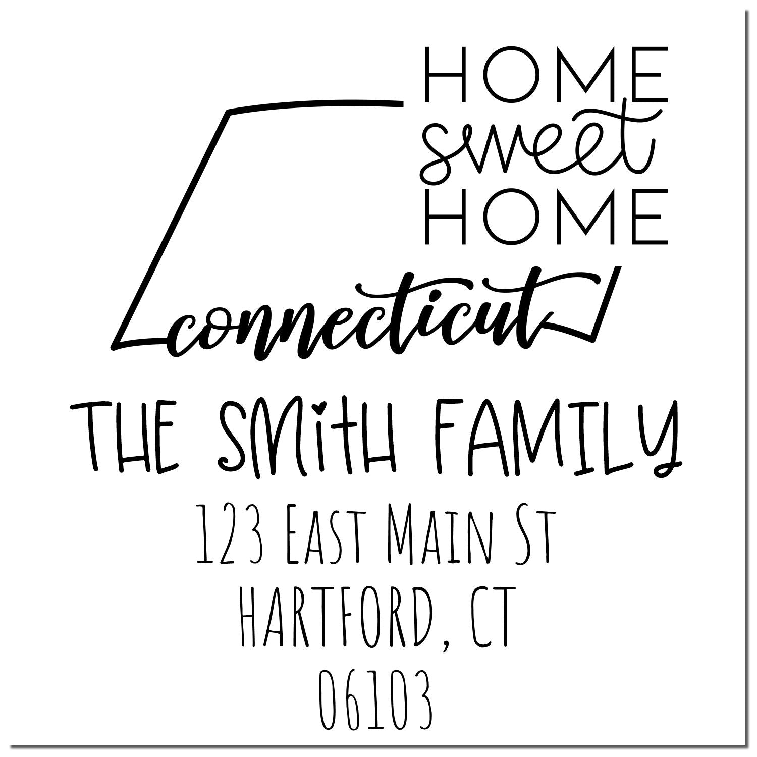 Wood Handle Connecticut Home Sweet Home Custom New Home Address Stamp