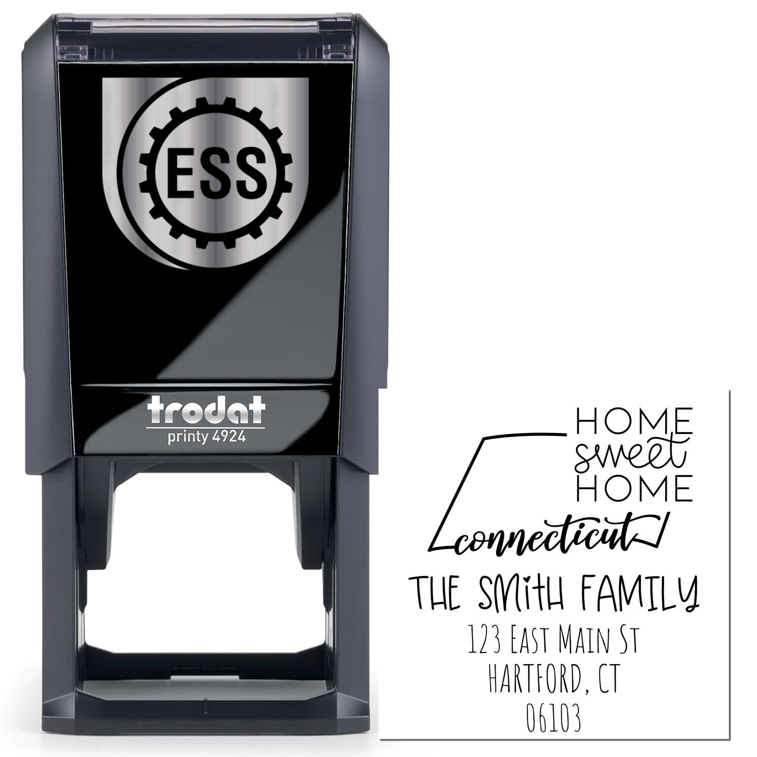 Self-Inking Connecticut Home Sweet Home Custom Mailing Address Rubber Stamp