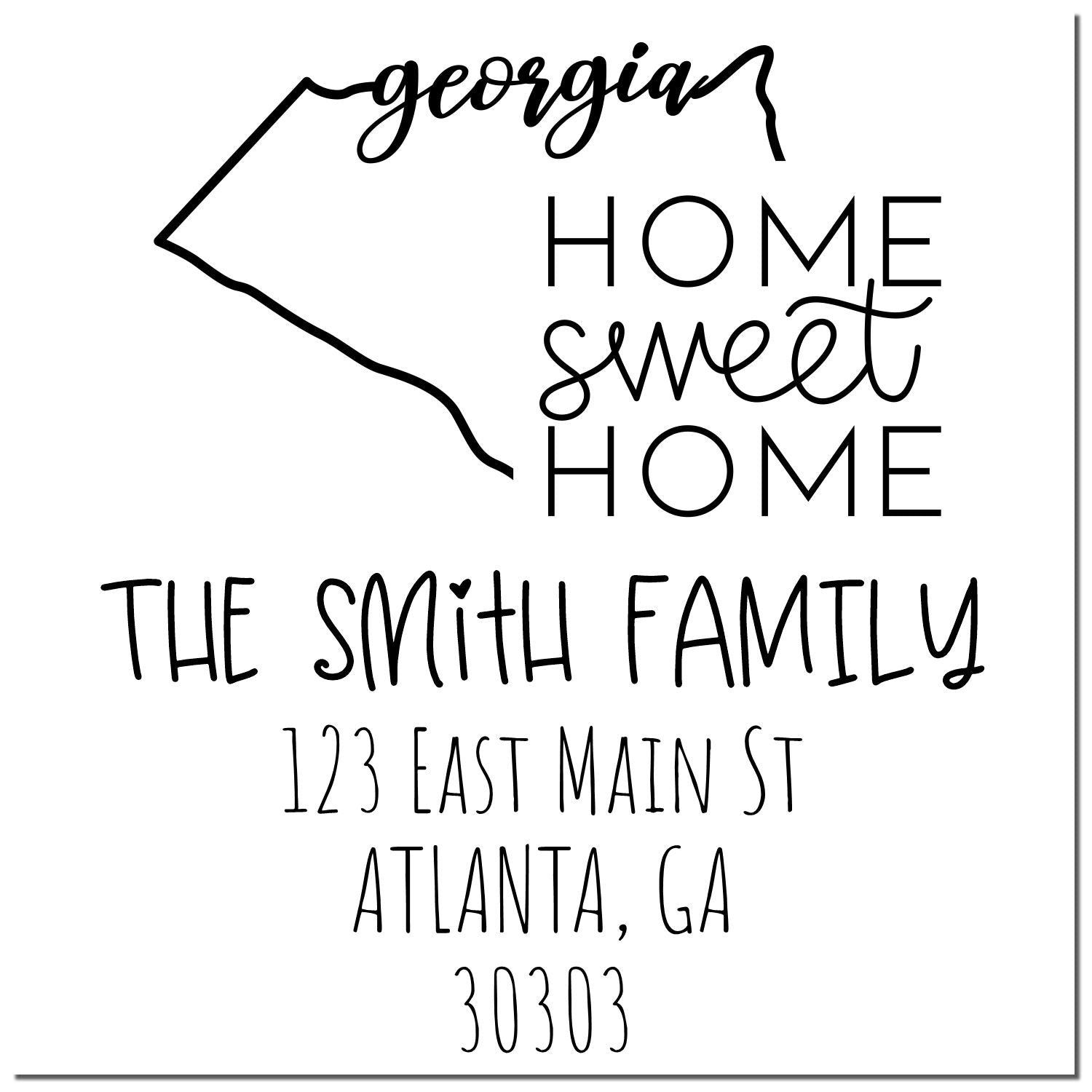 Self-Inking Georgia Home Sweet Home Custom Mail Address Rubber Stamp