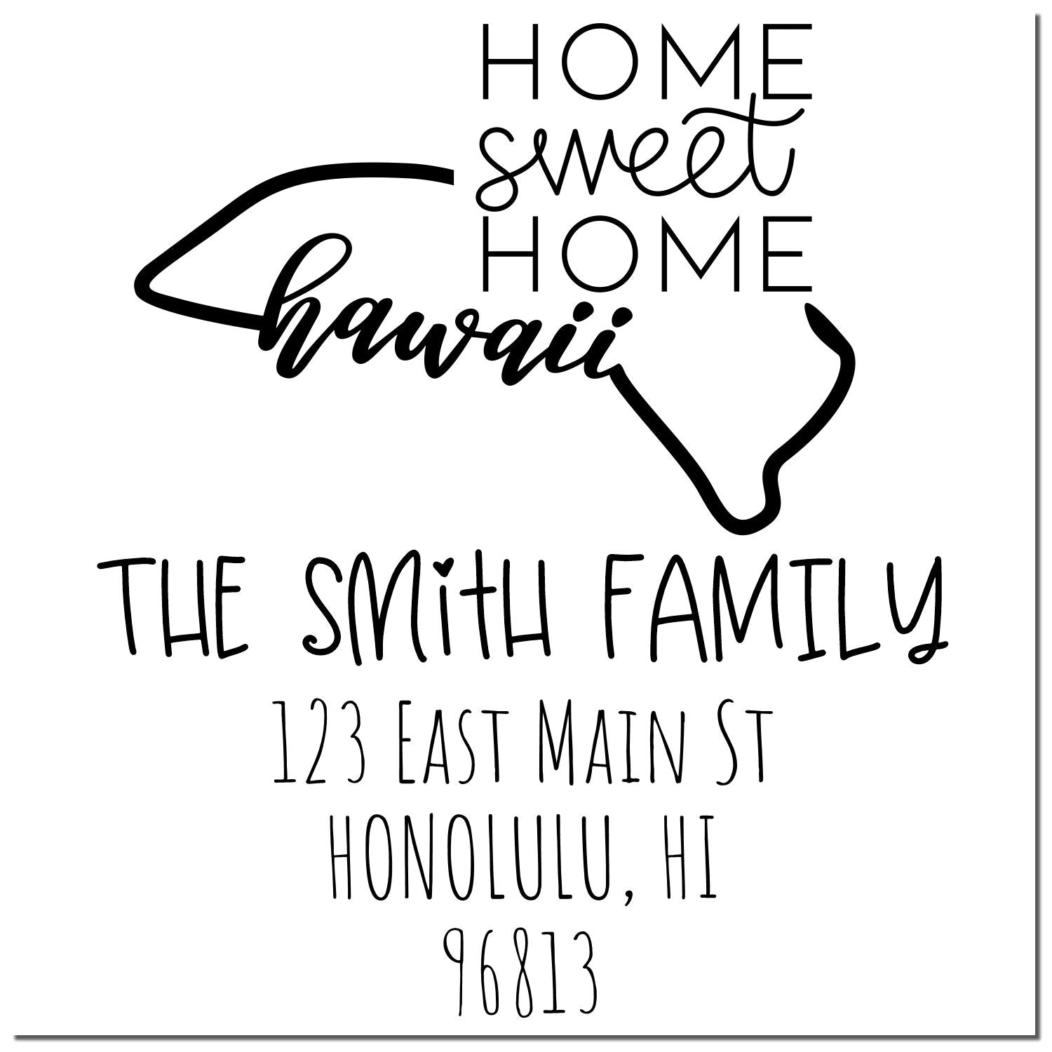 PSI Pre-Inked Hawaii Home Sweet Home Custom Address Label Rubber Stamp