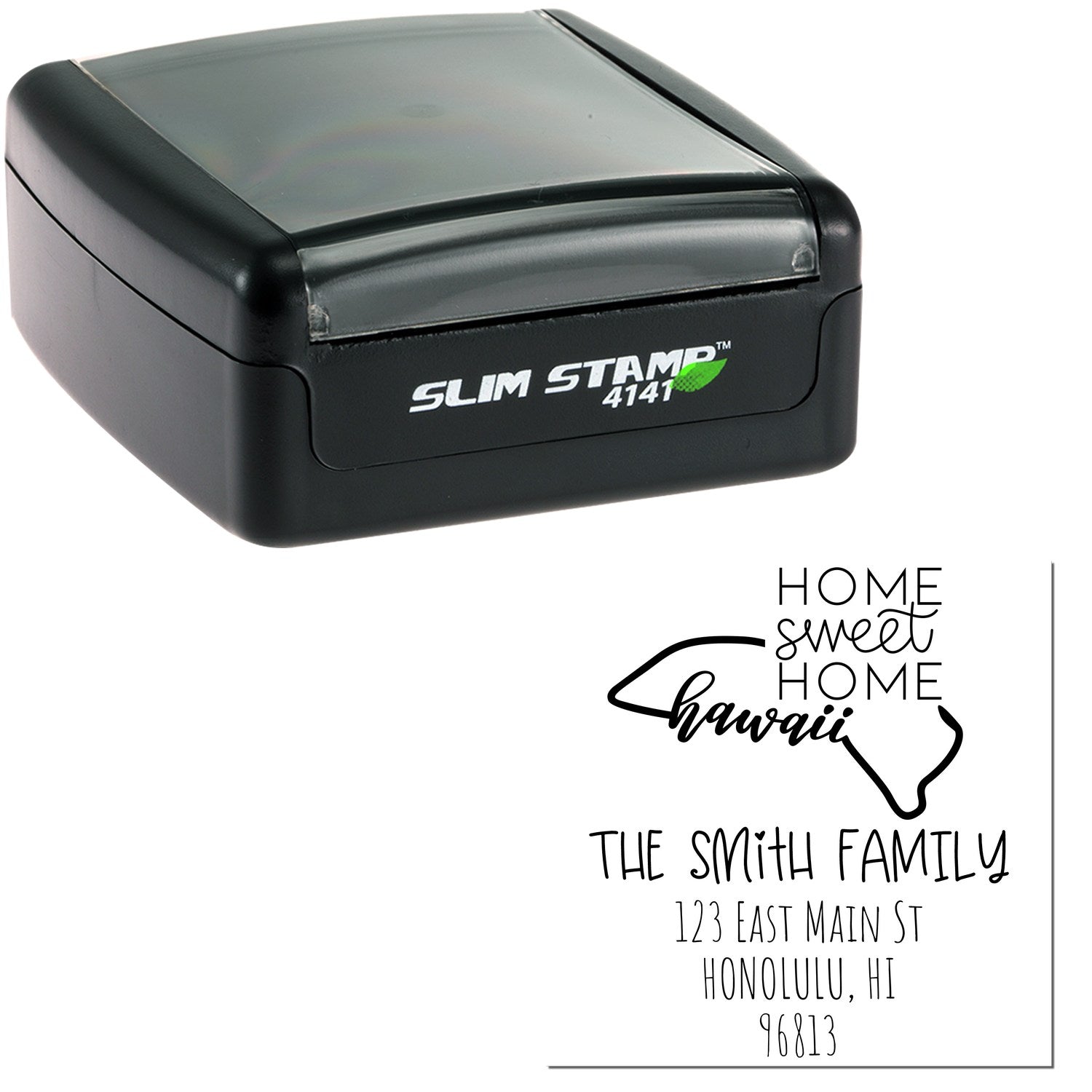 Slim Hawaii Home Sweet Home Customized Name and Address Stamper