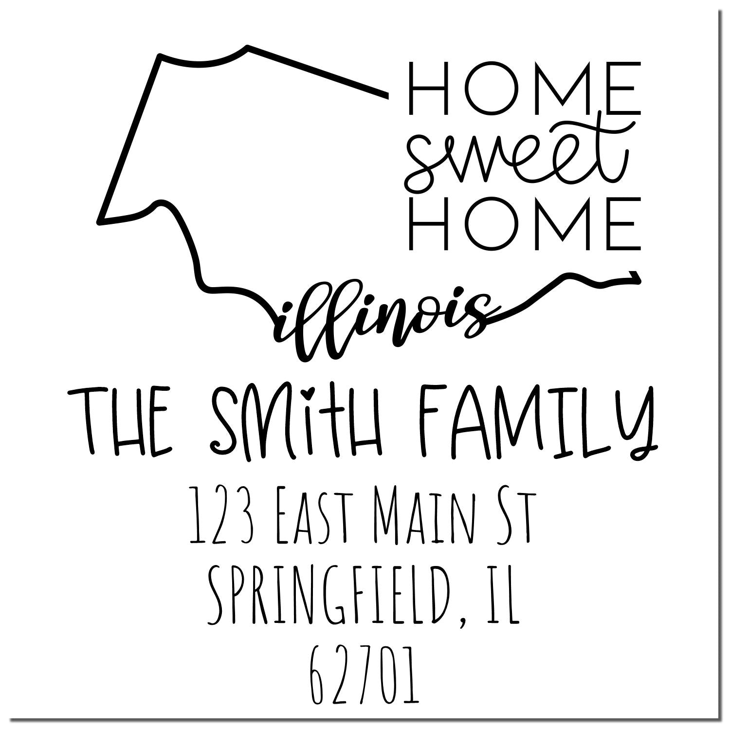 PSI Pre-Inked Illinois Home Sweet Home Customized Address Stamper