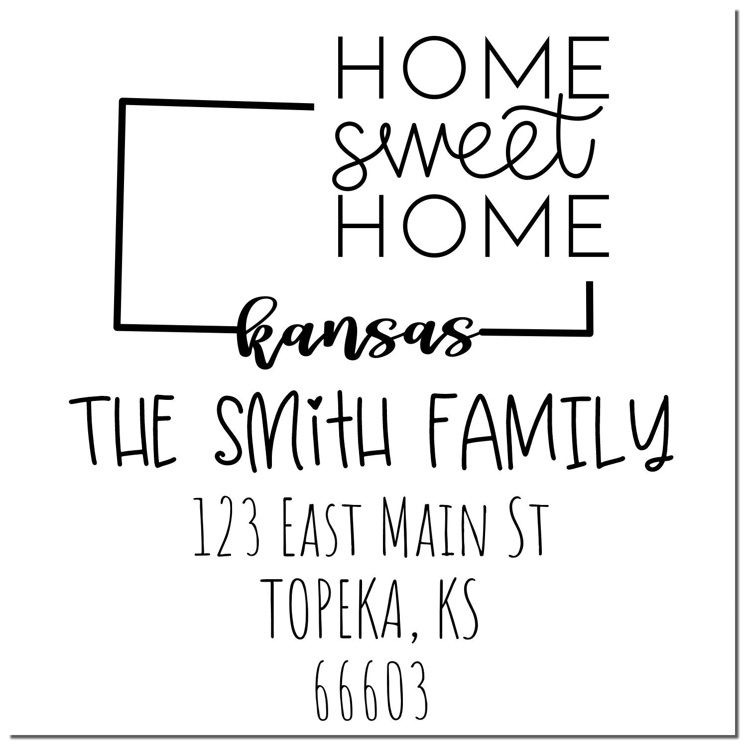 Self-Inking Kansas Home Sweet Home Custom Home Address for Envelopes Rubber Stamp