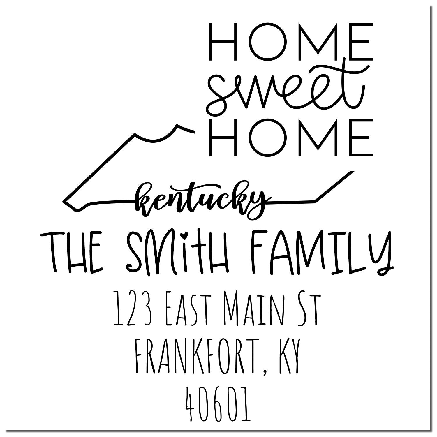 Slim Kentucky Home Sweet Home Customized Mail Stamper