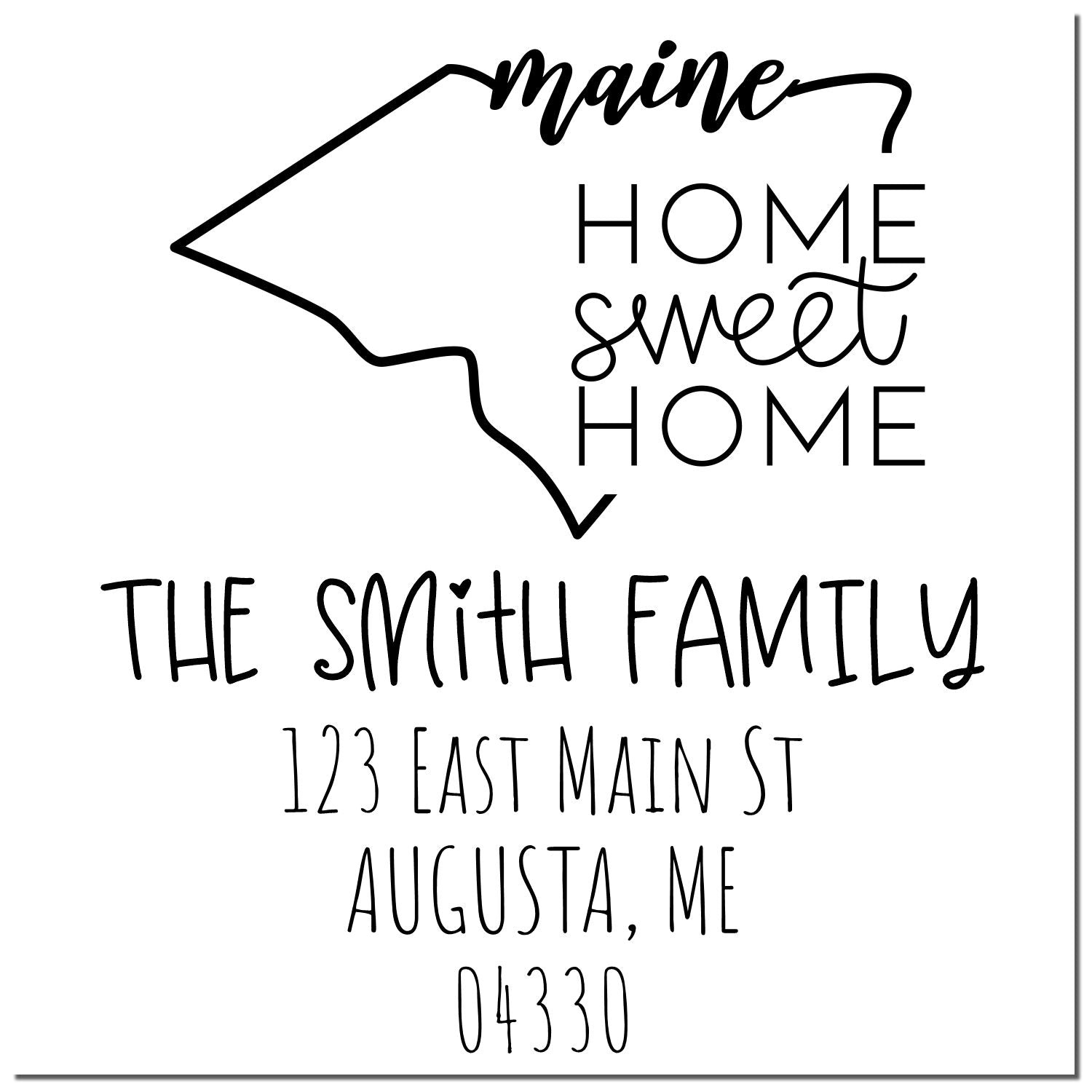 Self-Inking Maine Home Sweet Home Custom Address Label Rubber Stamp