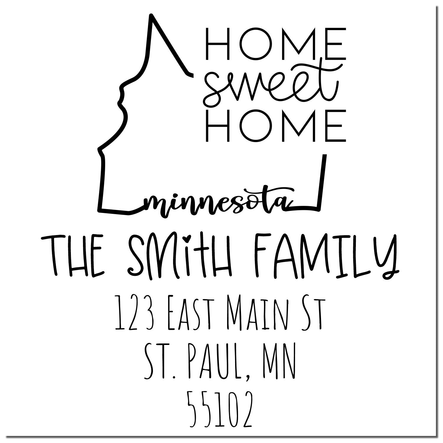 Wood Handle Minnesota Home Sweet Home Custom Home Address for Envelopes Stamper