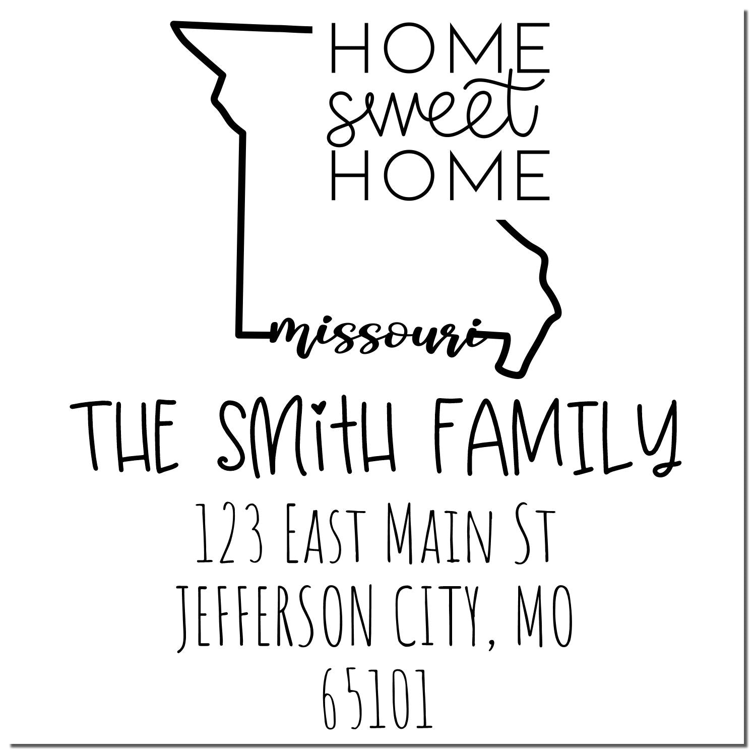 Self-Inking Missouri Home Sweet Home Customized Return Address Rubber Stamp