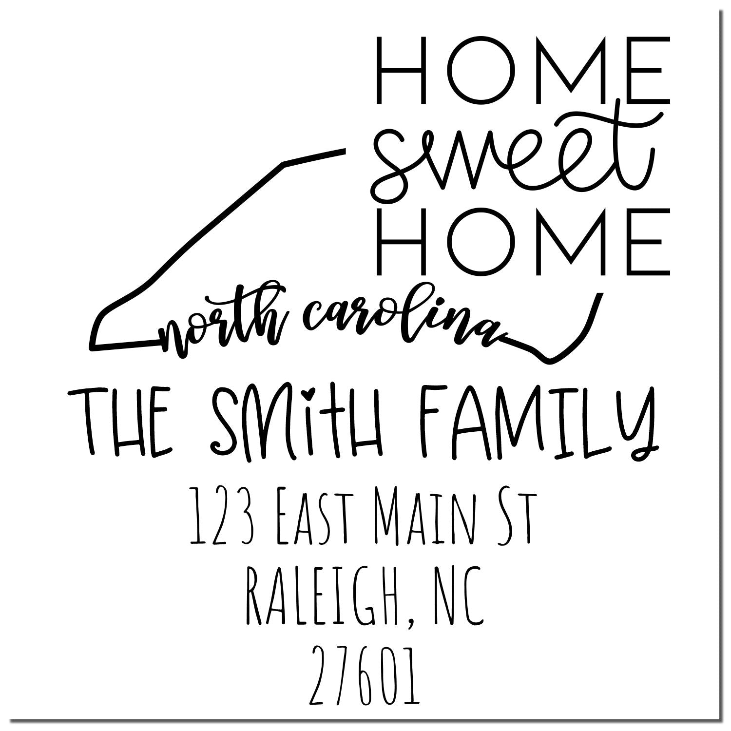 Wood Handle North Carolina Home Sweet Home Customized Return Address Rubber Stamp