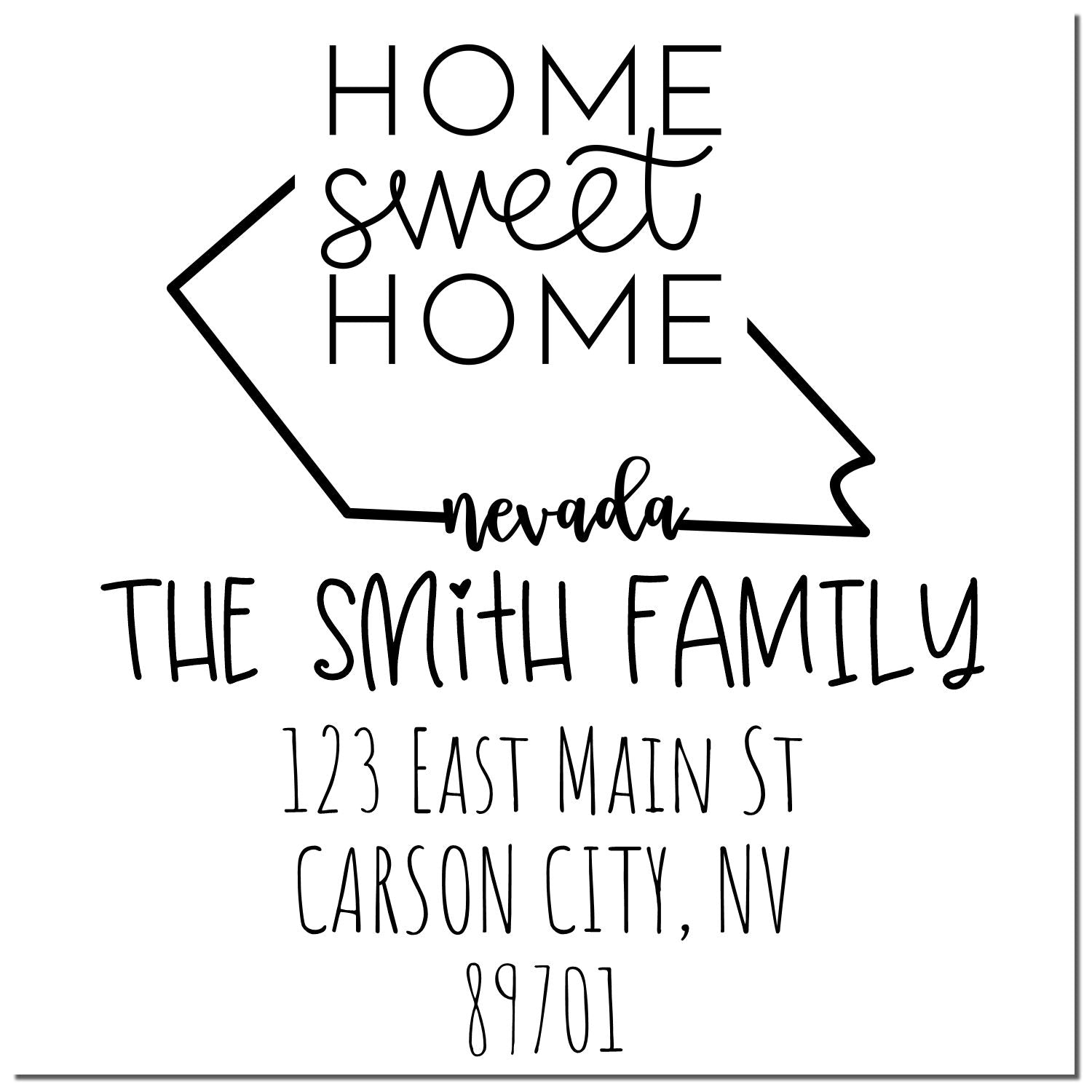 Self-Inking Nevada Home Sweet Home Customized Name and Address Rubber Stamp