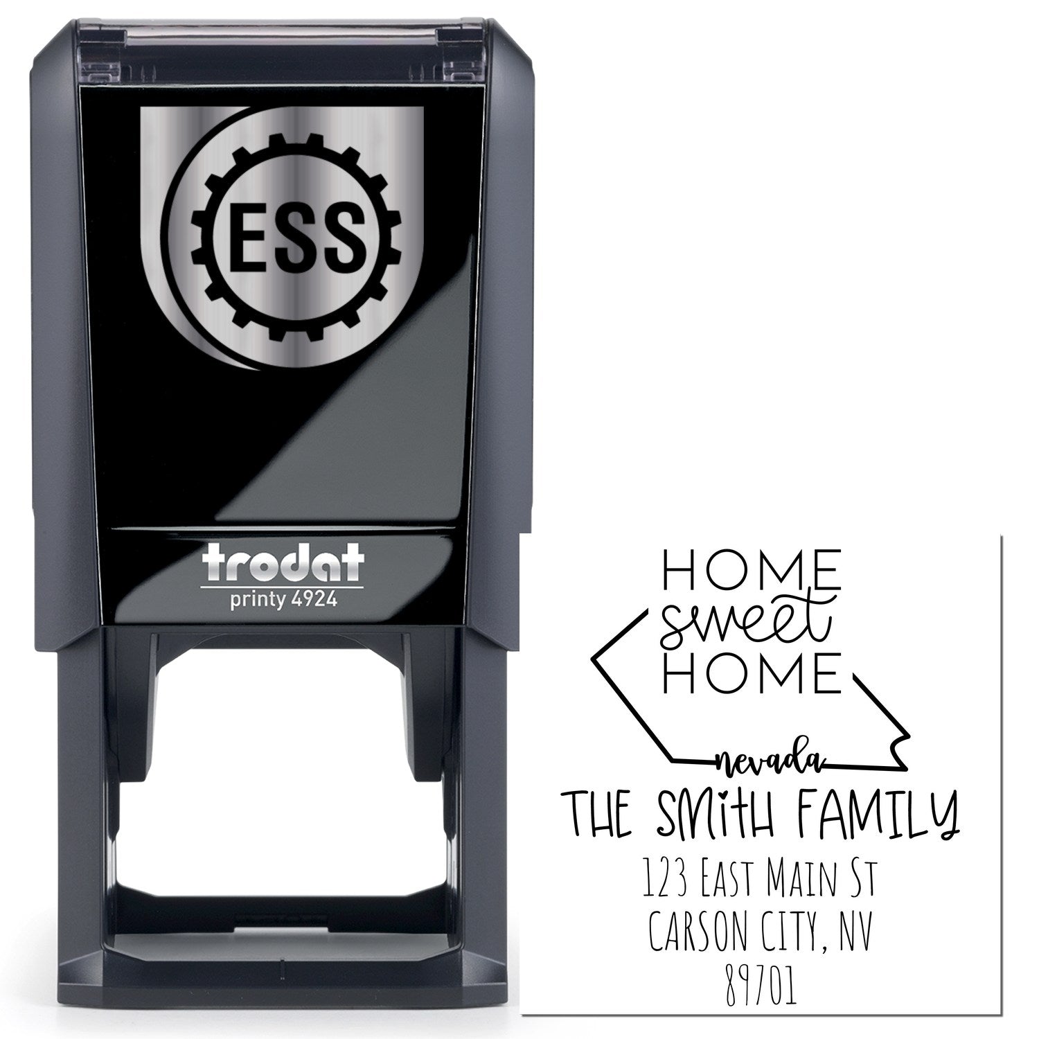 Self-Inking Nevada Home Sweet Home Customized Name and Address Rubber Stamp