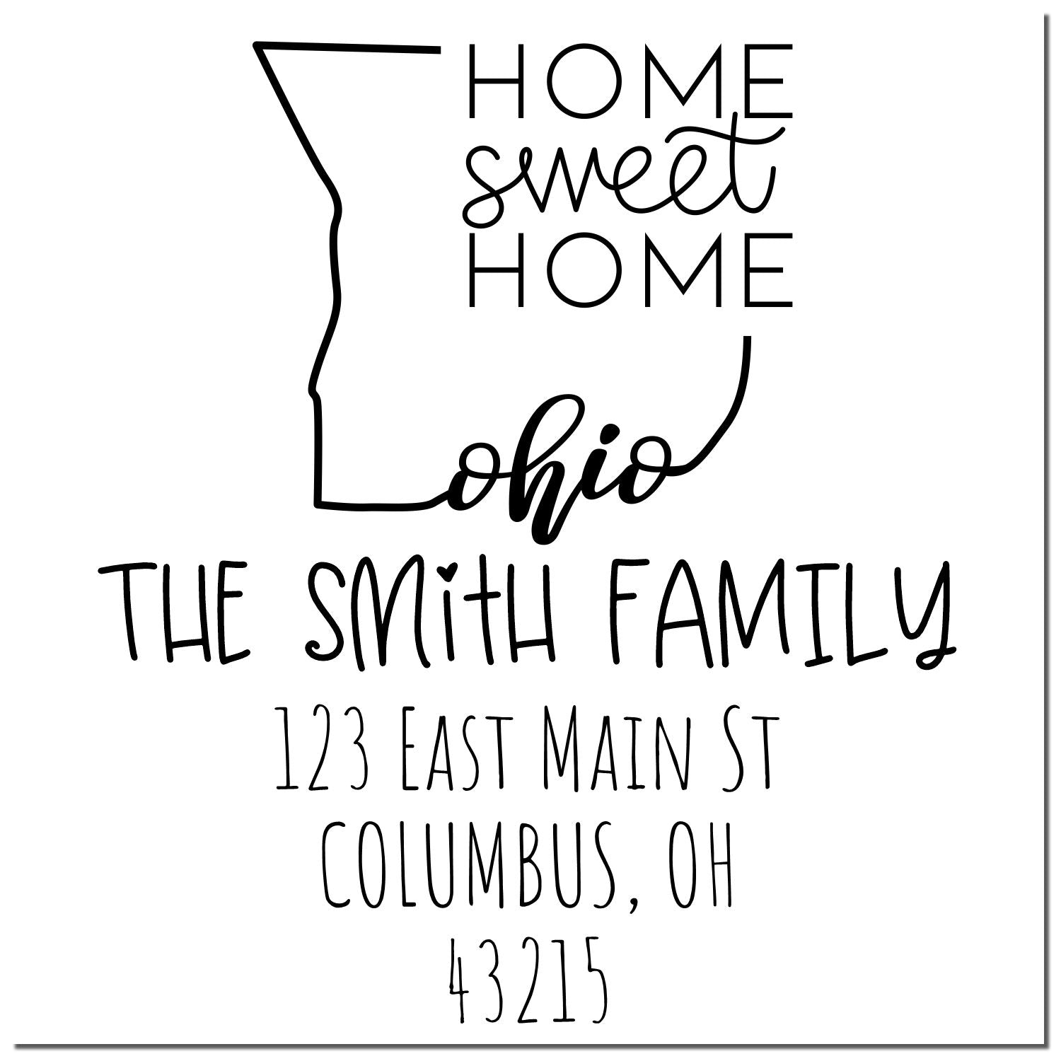 Wood Handle Ohio Home Sweet Home Customized Name and Address Stamper