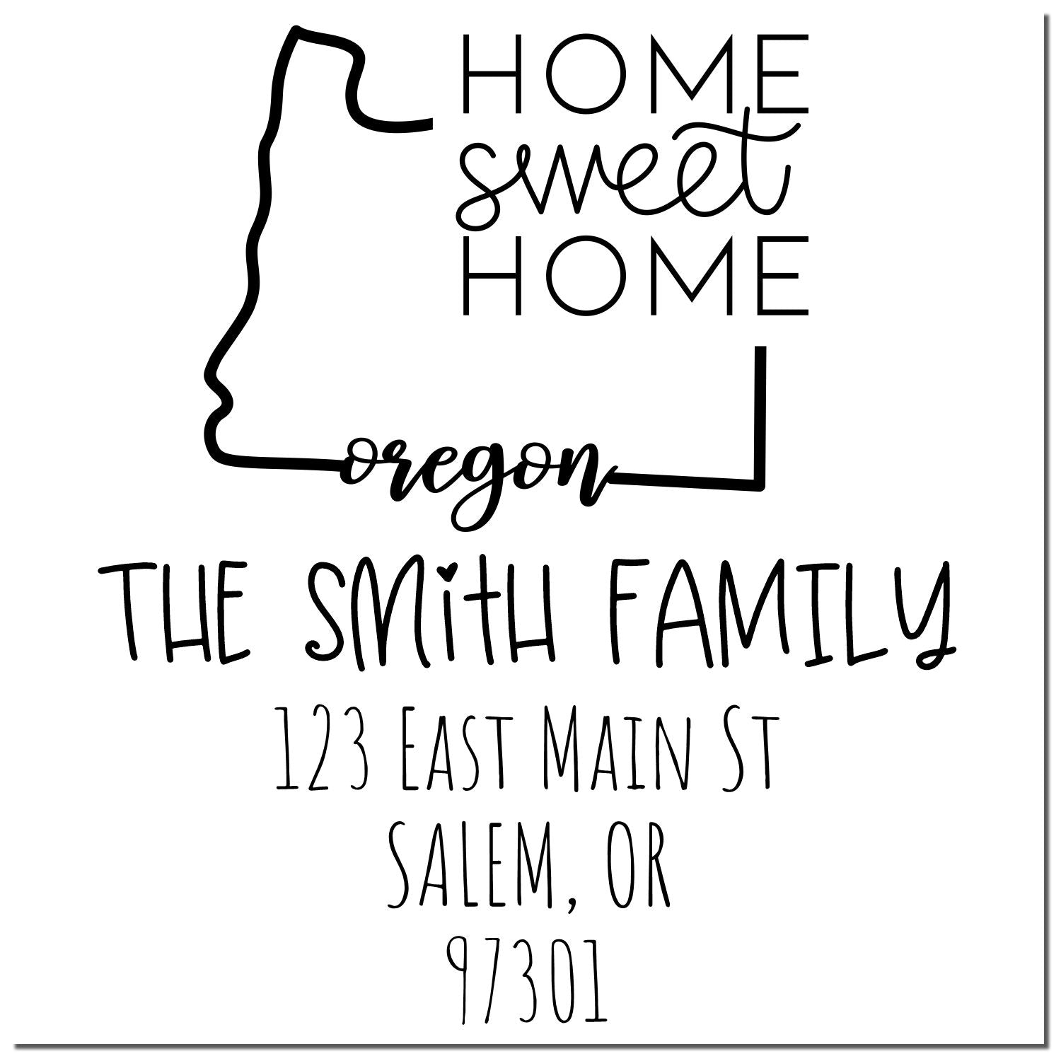 Slim Oregon Home Sweet Home Customized Home Address for Envelopes Stamp