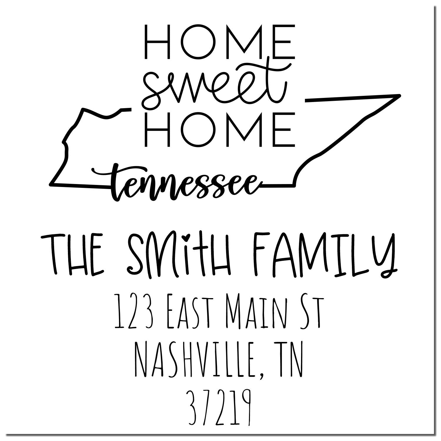 PSI Pre-Inked Tennessee Home Sweet Home Customized New Address Stamp