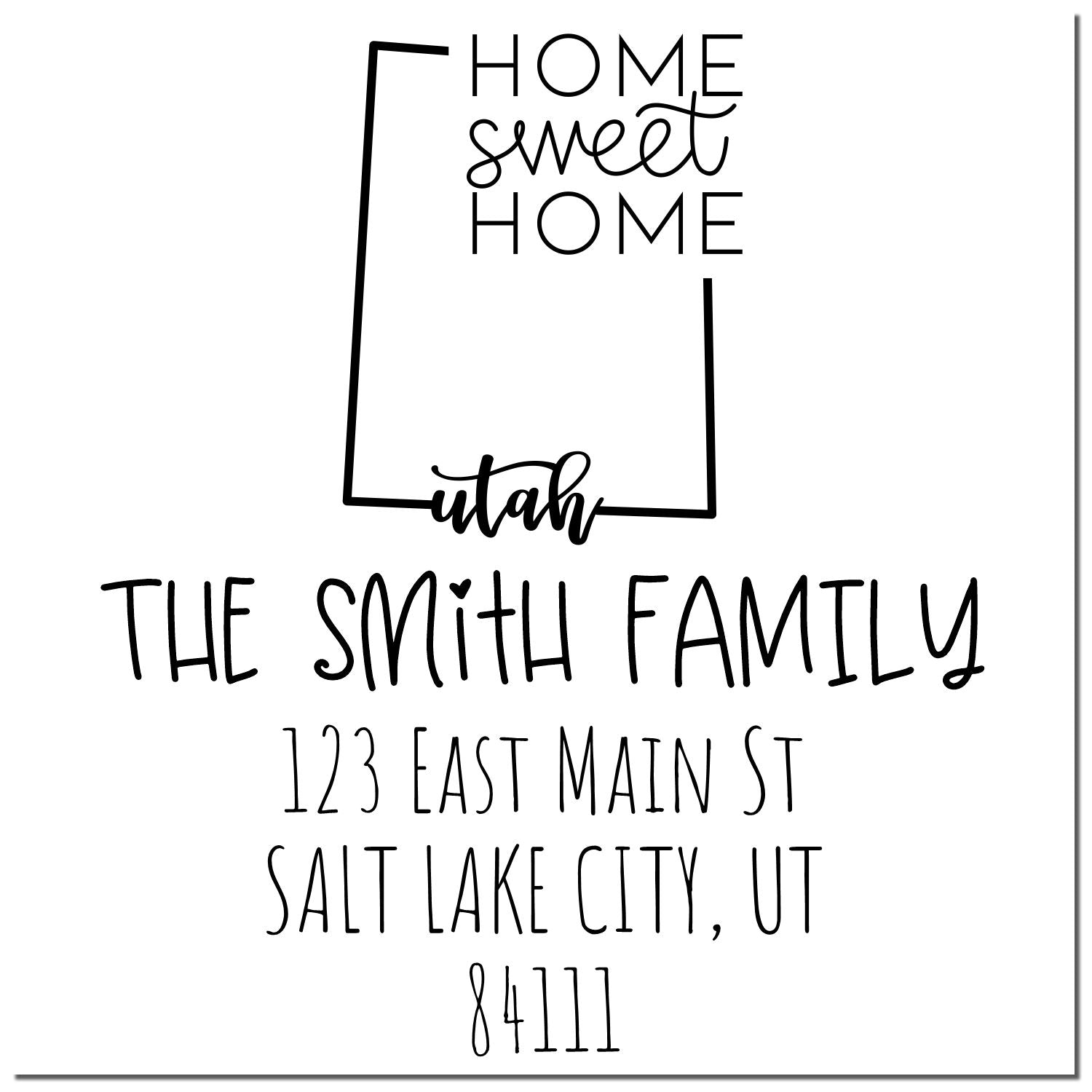 Self-Inking Utah Home Sweet Home Customized Mailing Address Stamp