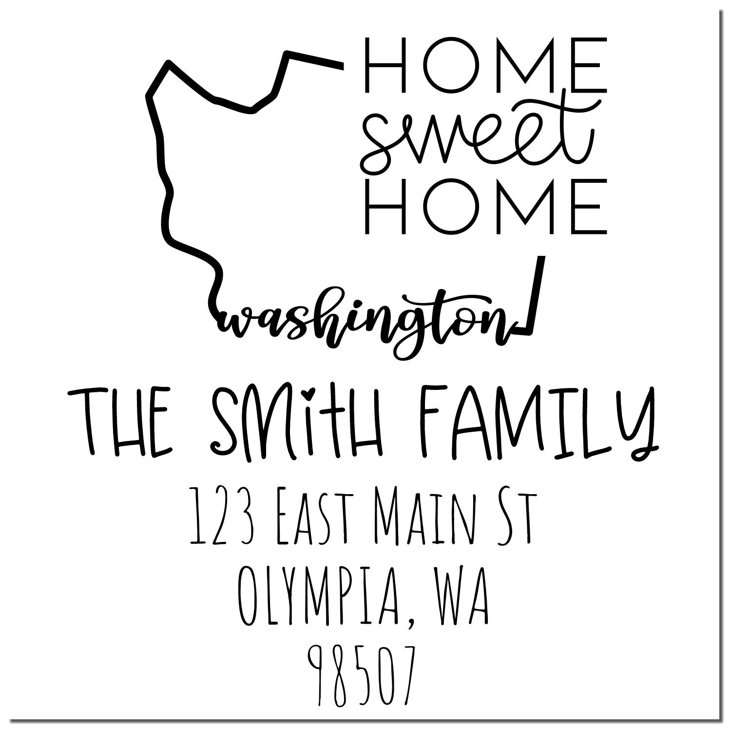 Slim Washington Home Sweet Home Customizable Return Address Stamper