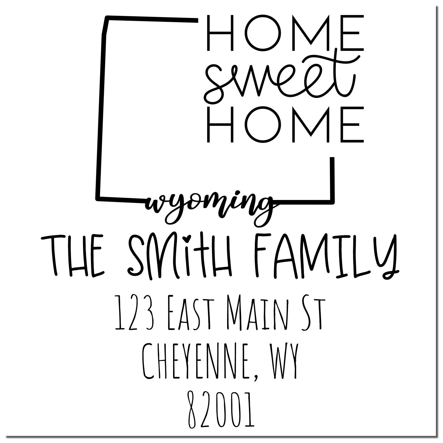 Slim Wyoming Home Sweet Home Customizable Name and Address Stamper