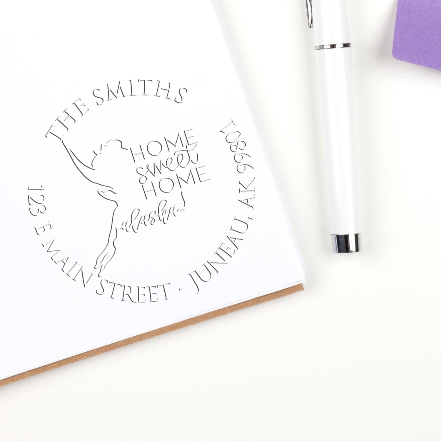 Round AK Soft Personalized Mailing Address Stamp Embosser