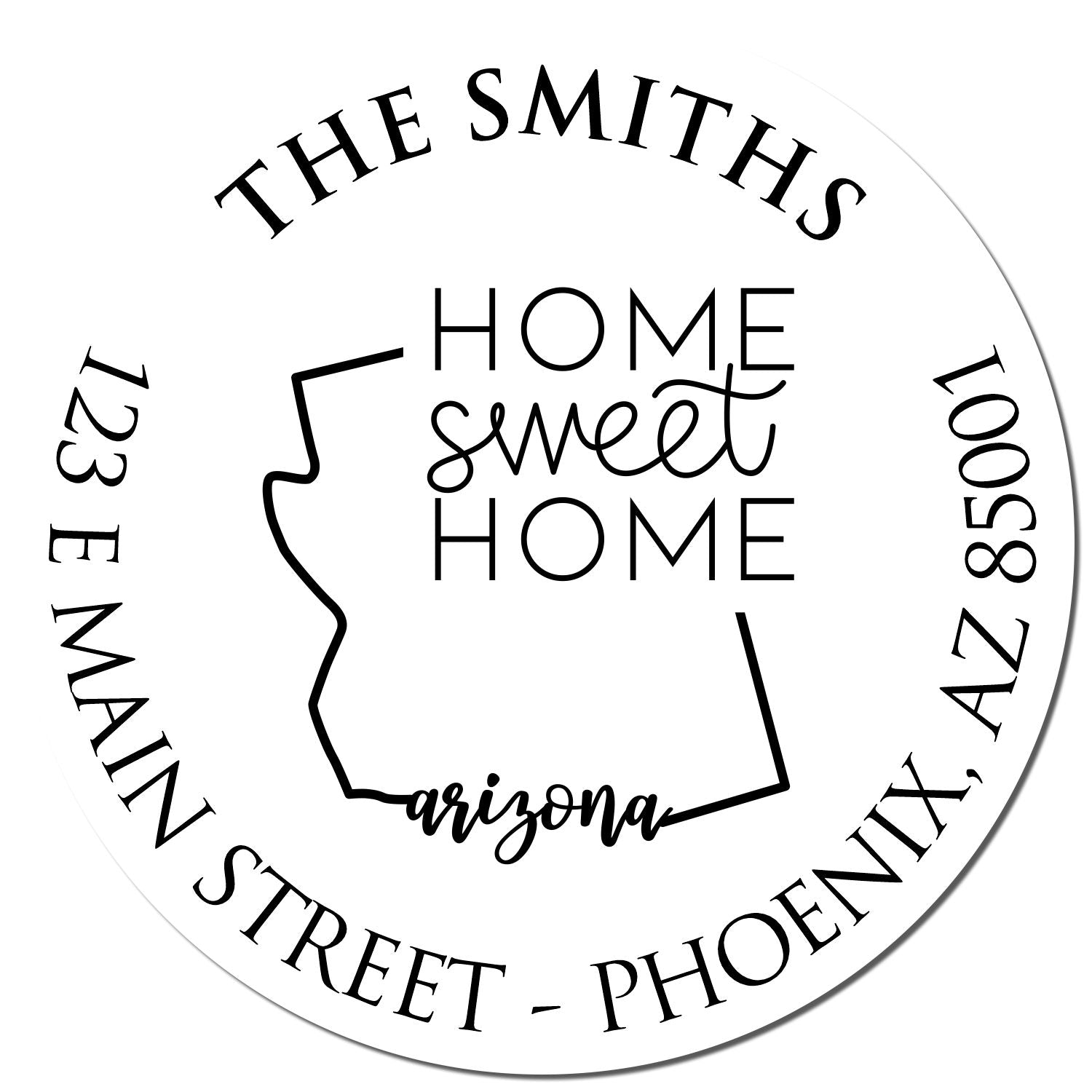 Wooden Handle Round Arkansas State Home Sweet Home Address Return Rubber Stamp