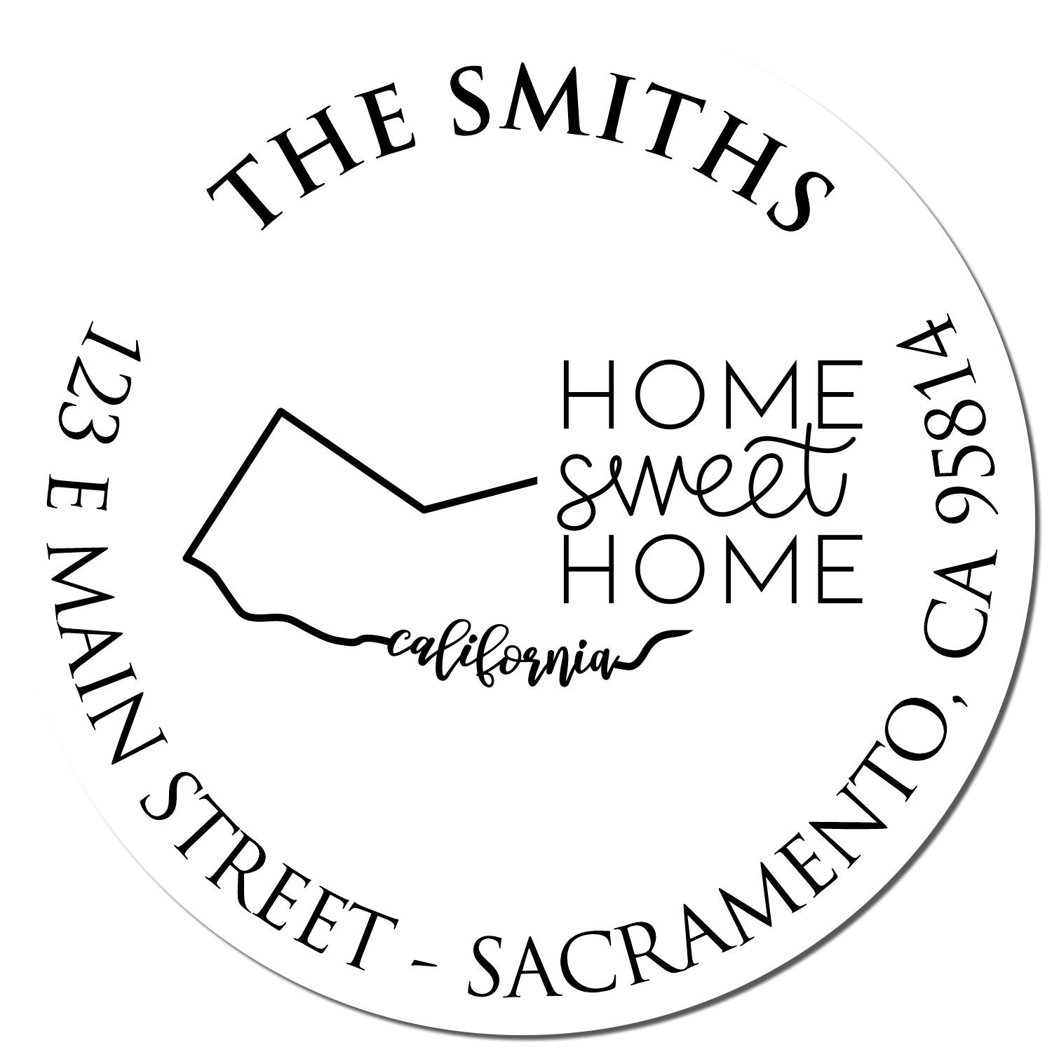 Self-Inking Round California State Home Sweet Home Personalized Mail Address Rubber Stamp