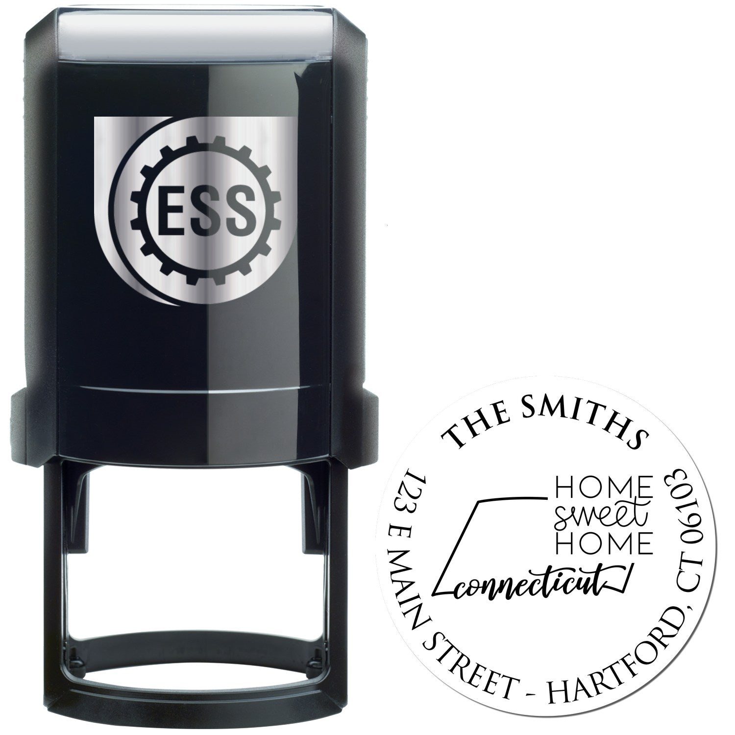 Self-Inking Round Connecticut State Home Sweet Home Personalized Mail Address Stamper