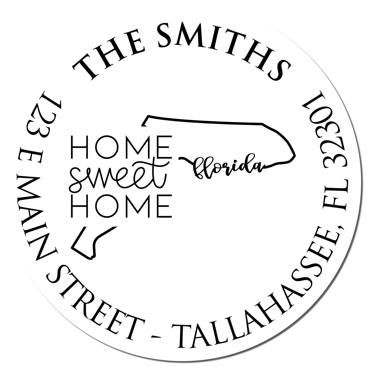 Wooden Handle Round Florida State Home Sweet Home Address Rubber Stamp