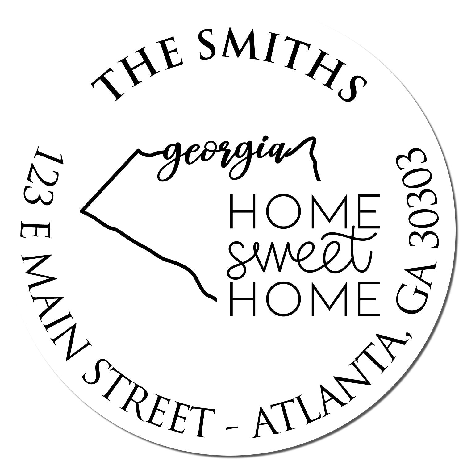 Slim Georgia State Home Sweet Home Custom-Made Mailing Pre-Inked Stamp