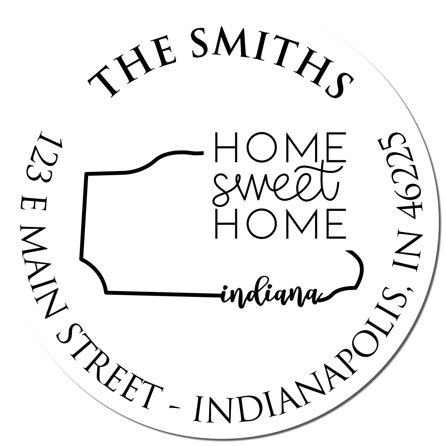 Wooden Handle Round Illinois State Home Sweet Home Custom Address Return Rubber Stamp