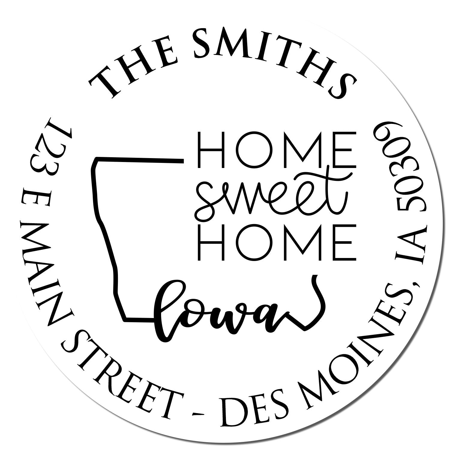 Wooden Handle Round Indiana State Home Sweet Home Custom Address Return Stamp