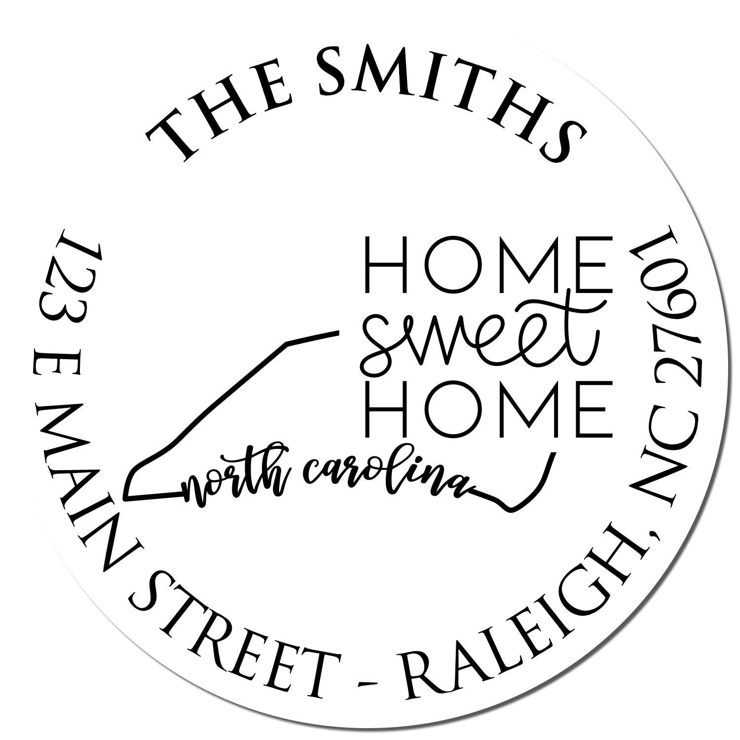 Wooden Handle Round North Carolina State Home Sweet Home Custom Mailing Address Rubber Stamp