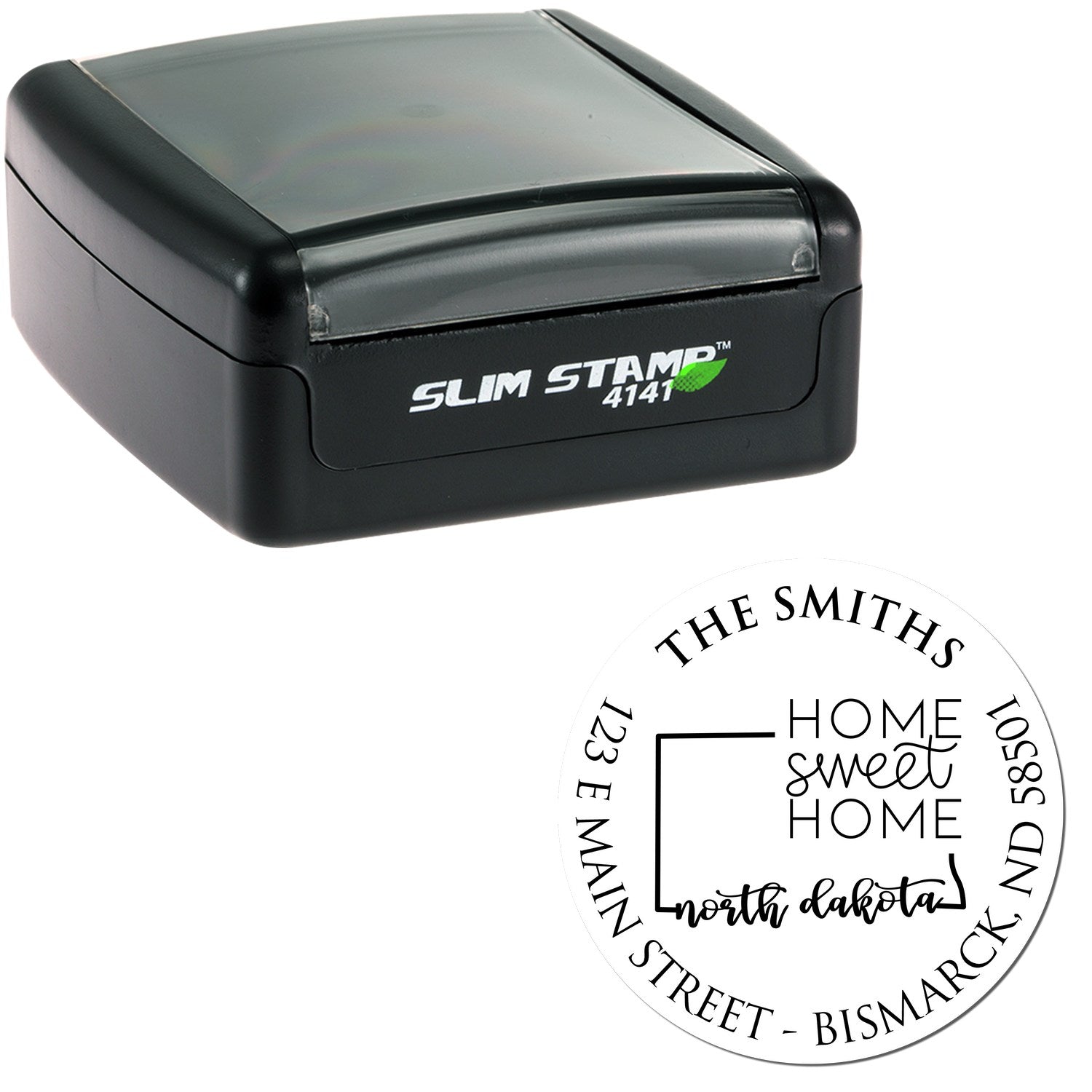 Slim North Dakota State Home Sweet Home Mail Pre-Inked Stamp