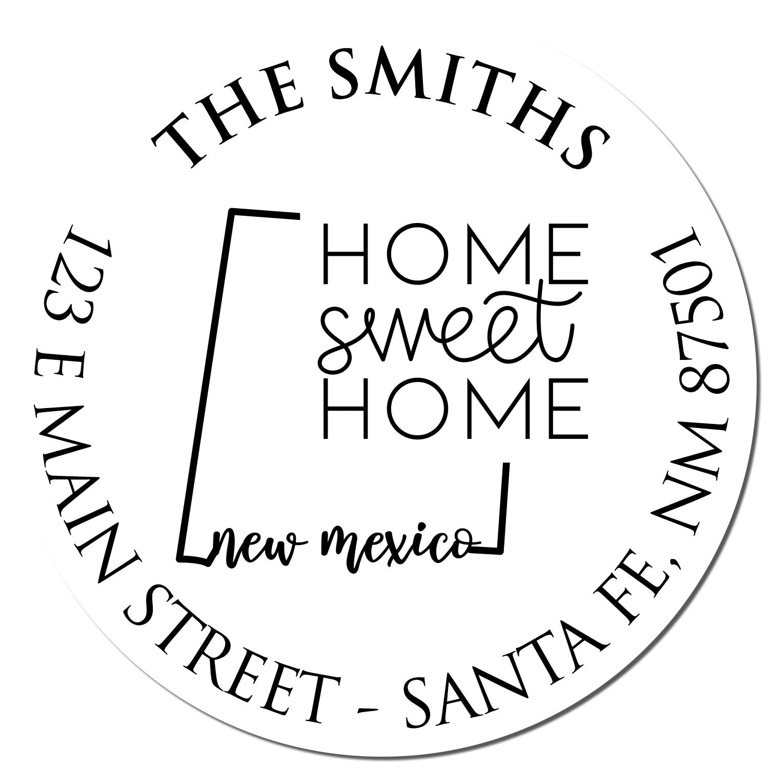 Round PSI New Mexico State Home Sweet Home Personalized Home Address For Envelopes Stamp