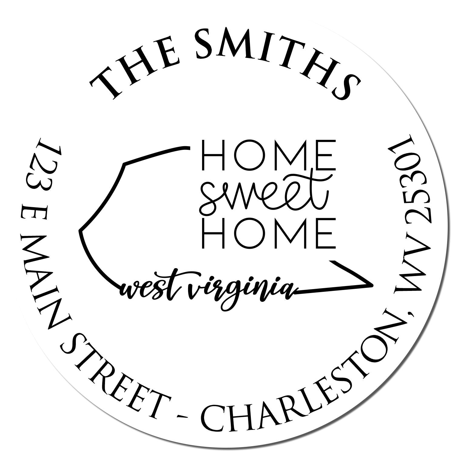 Self-Inking Round West Virginia State Home Sweet Home Custom Address Stamp