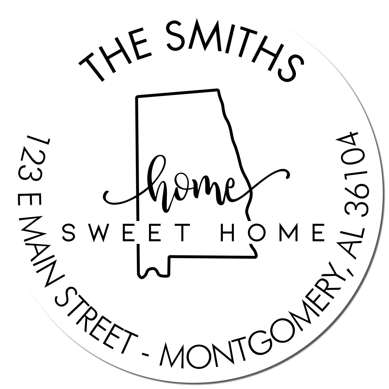 Slim Home Sweet Home for Alabama Personalized Address Label Pre-Inked Stamp