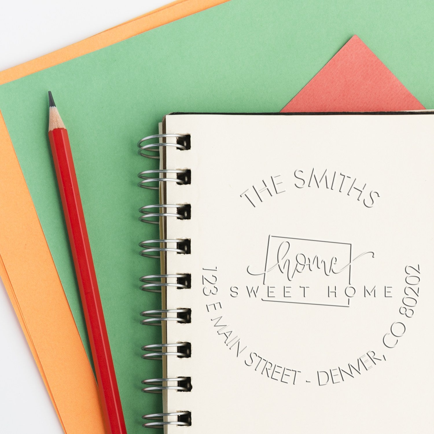 Home Sweet Home Desk Handcrafted Address Return Embossing Stamp for CO - Engineer Seal Stamps