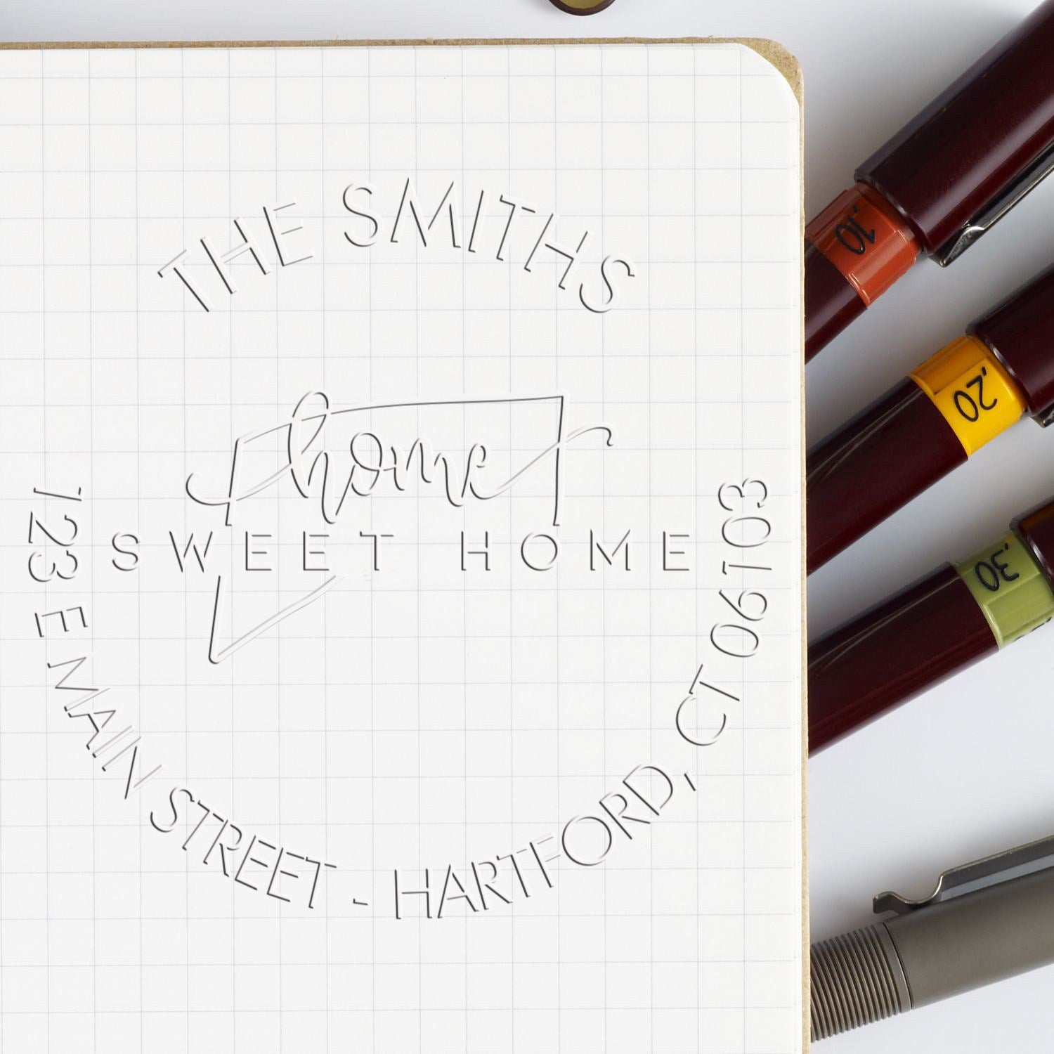 Home Sweet Home Desk Handcrafted Address Return Embosser Seal Stamp for CT - Engineer Seal Stamps