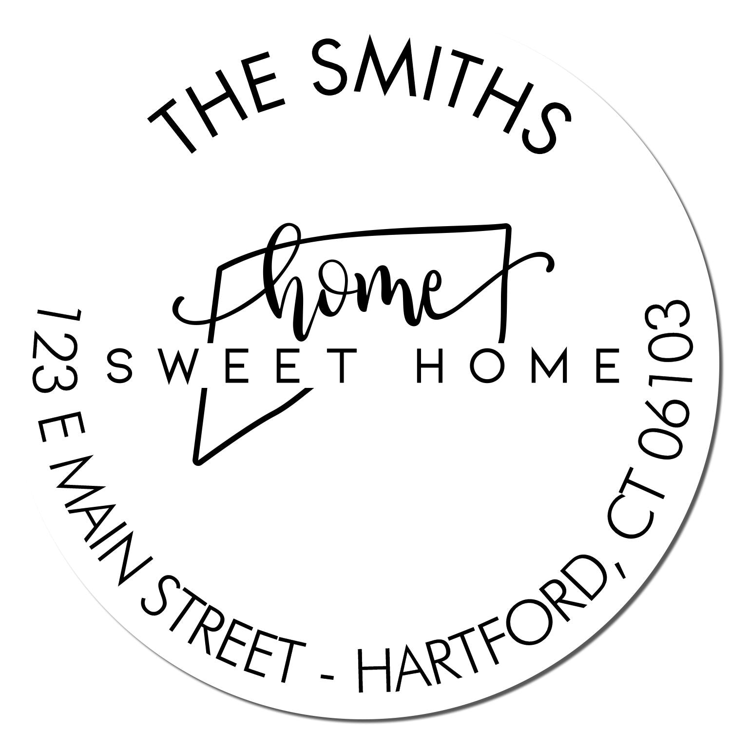 Round PSI Home Sweet Home for Connecticut Personalized Return Address Stamp