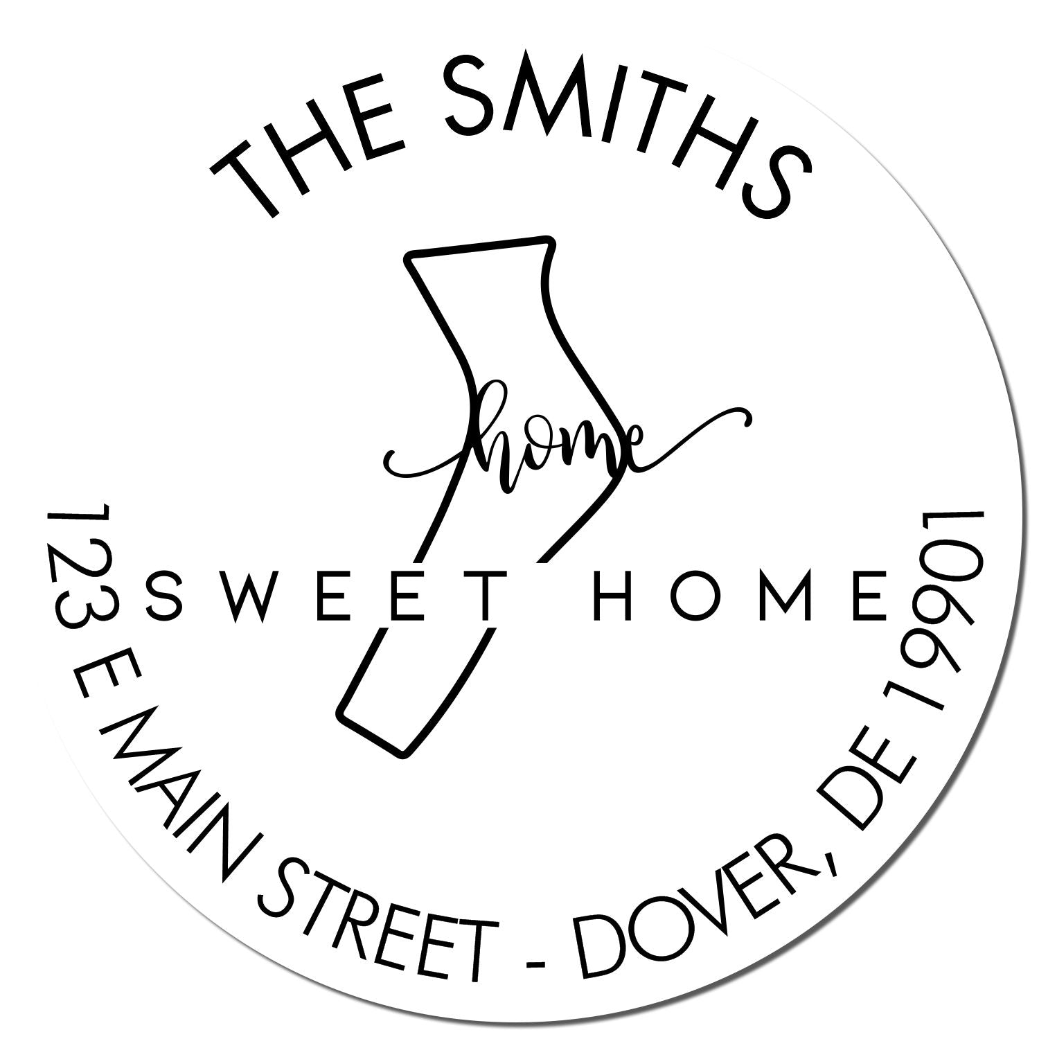 Self-Inking Round Home Sweet Home for Delaware Custom Mail Rubber Stamp