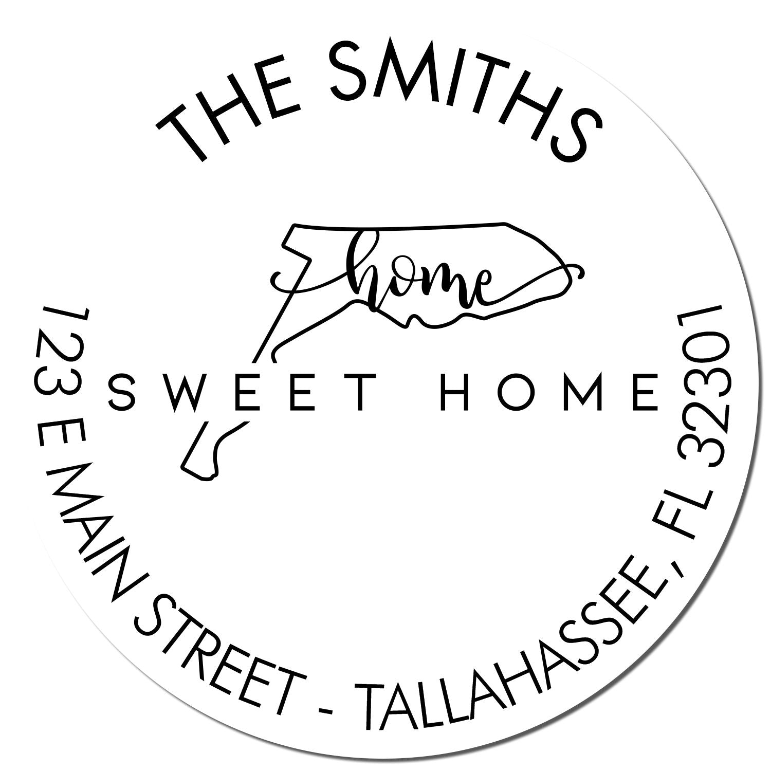 Wooden Handle Round Home Sweet Home for Florida Customizable Home Address For Envelopes Rubber Stamp