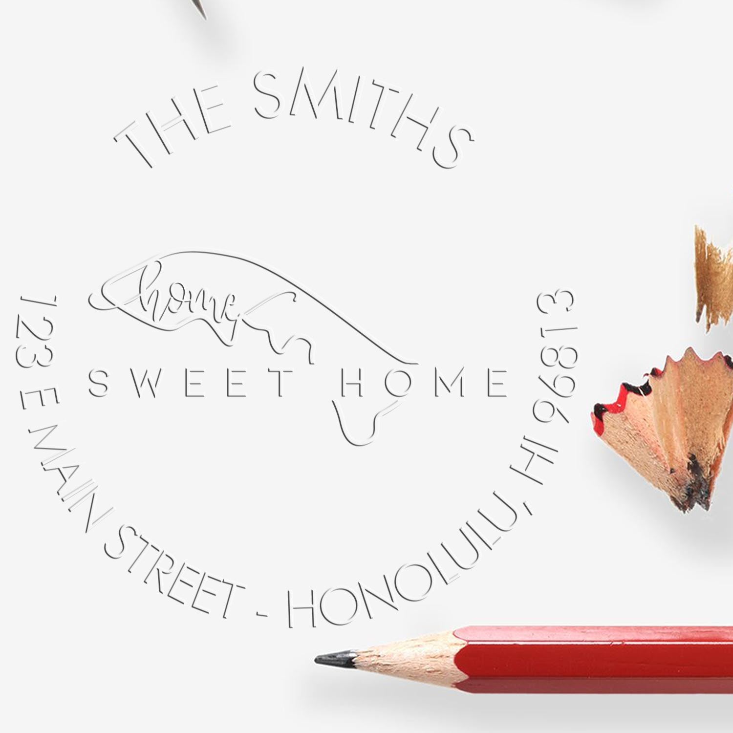 Home Sweet Home Hawaii Hybrid Personalizable New Address Embossed Seal - Engineer Seal Stamps