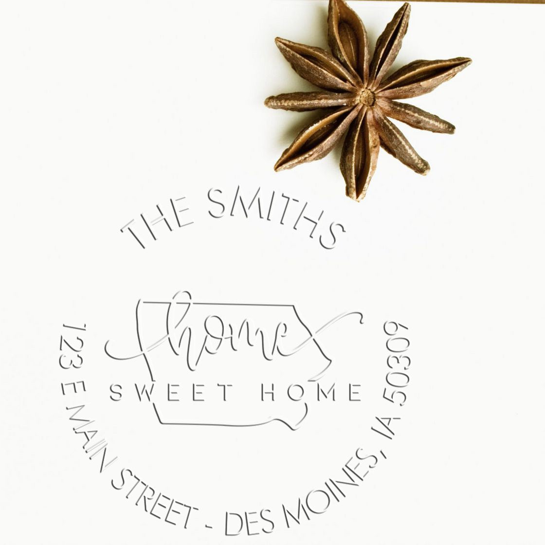 Sweet Home IA Soft Customized Name and Address Embossed Stamp