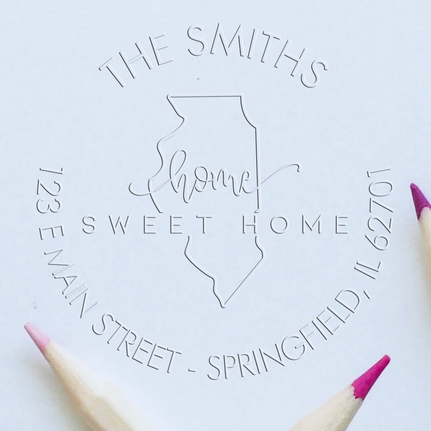 Sweet Home IL Soft Customized Name and Address Embossed Seal