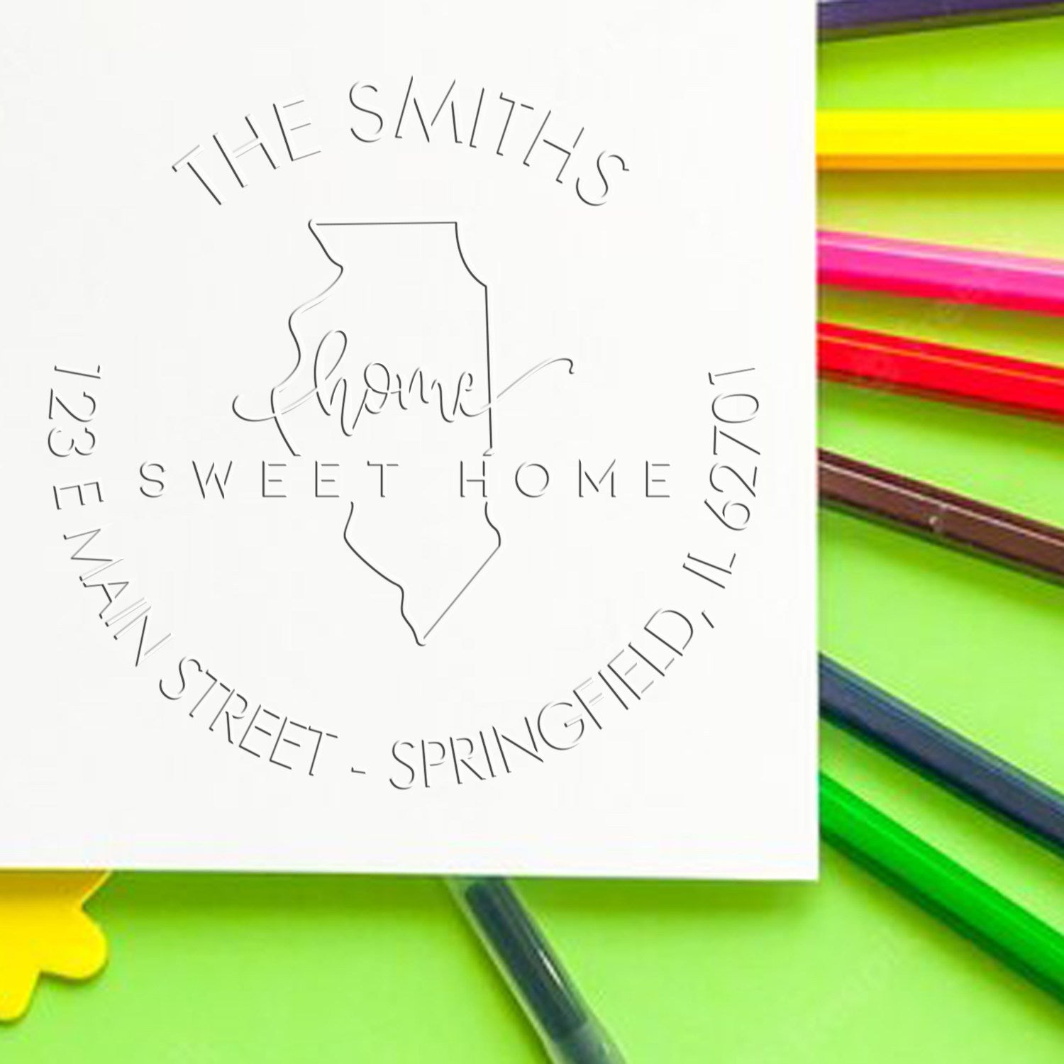 Sweet Home IL Soft Customized Name and Address Embossed Seal