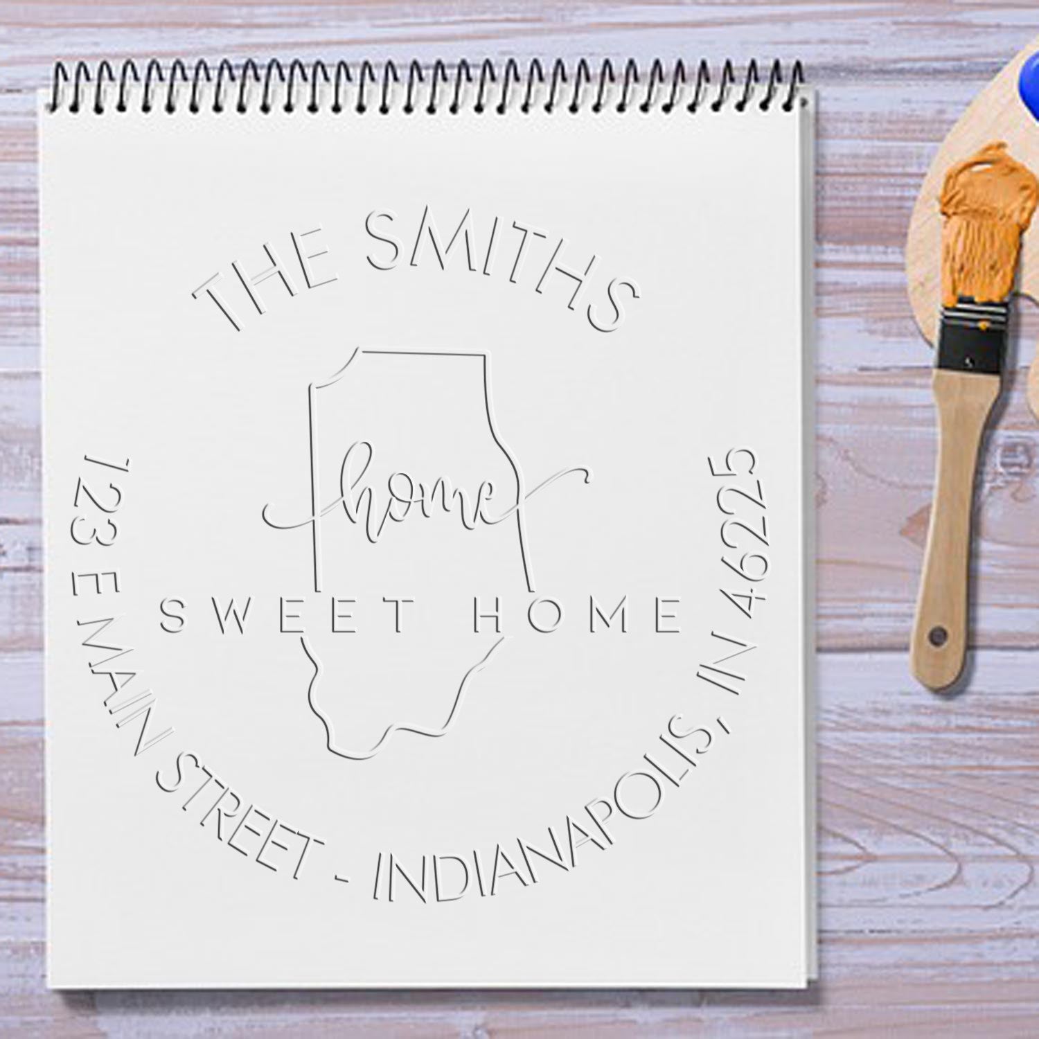 Home Sweet Home Indiana Hybrid Personalizable New Address Embossing Stamp - Engineer Seal Stamps