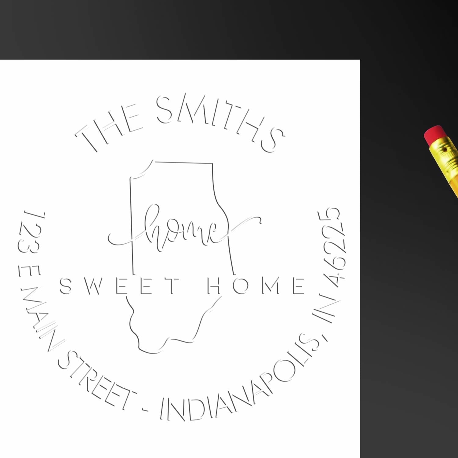 Home Sweet Home Indiana Hybrid Personalizable New Address Embossing Stamp - Engineer Seal Stamps
